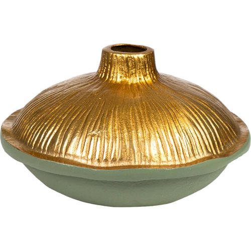 Vase Décoratif Aluminium Vert Doré Style Contemporain