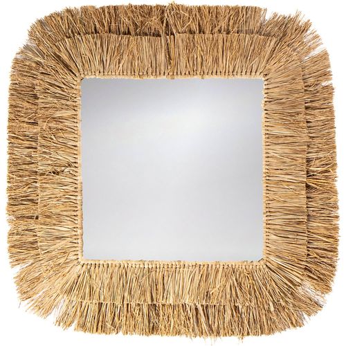 Miroir Carré En Raphia Naturel Ambiance Bohème Élégante