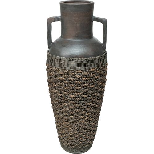 Vase Décoratif Terracotta Et Rotin Style Naturel Élégant