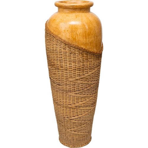 Vase Décoratif Terracotta Et Rotin Style Naturel Raffiné