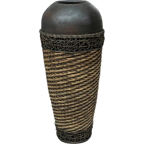 Vase Décoratif Terracotta Et Rotin Esprit Naturel Élégant