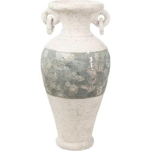 Vase Terracotta Et Mosaïque Blanc Gris Avec Anses Décoratives
