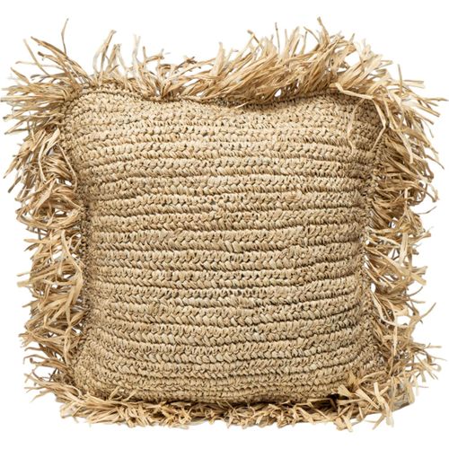Coussin Carré En Fibres Naturelles Avec Franges Artisanales