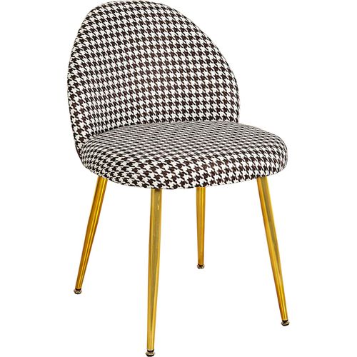 Chaise Design Noir Blanc Pieds Dorés Tissu Pied-de-poule Élégant