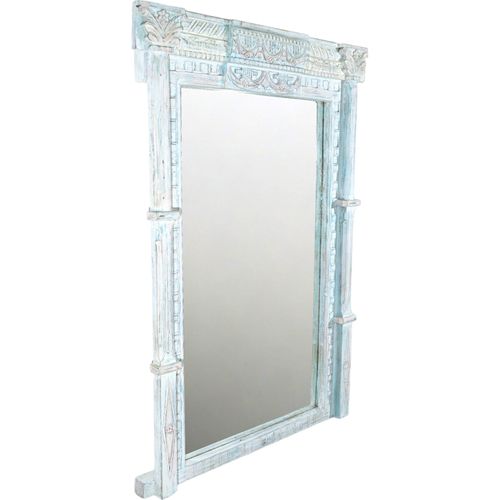 Miroir Cadre En Bois De Teck Style Artisanal Beige