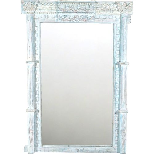 Miroir Cadre En Bois De Teck Style Artisanal Beige