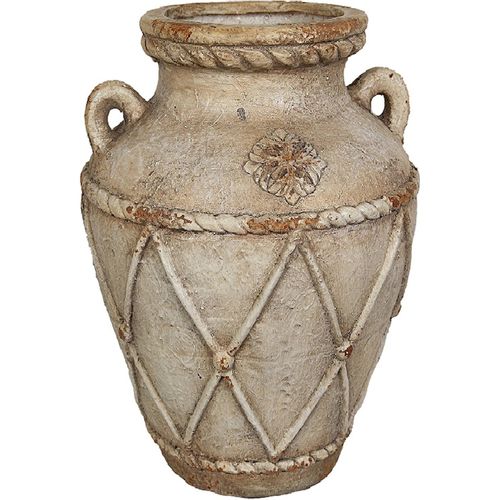Vase Décoratif Beige Avec Anses En Résine Effet Artisanal