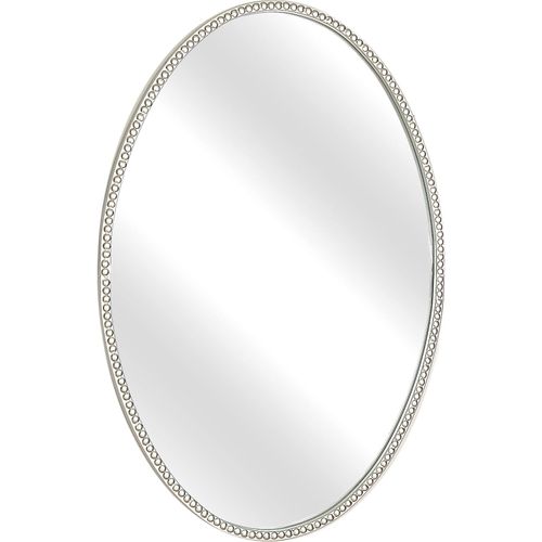 Miroir Ovale Décoratif Métal Argenté Élégant Pour Salon