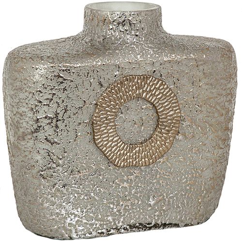 Vase En Verre Texturé Or Satiné Et Métal Décoratif