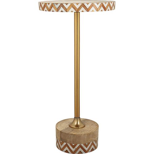 Table Dappoint Bois Et Métal Marron Doré Design Contemporain