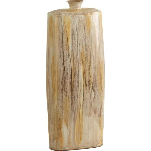 Vase Décoratif En Aluminium Émaillé Blanc Et Doré