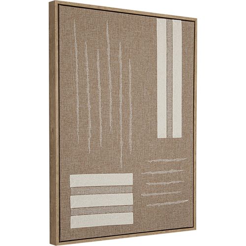 Tableau Décoratif En Lin Beige Brodé Élégant Et Naturel - 5 X 70 Cm