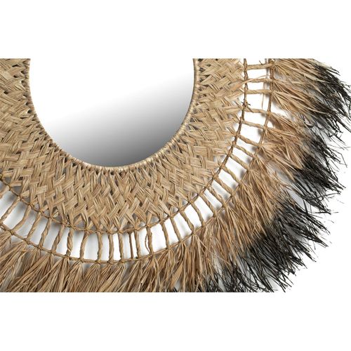 Miroir Décoratif En Fibres Végétales Abaca Naturel Et Noir Wash