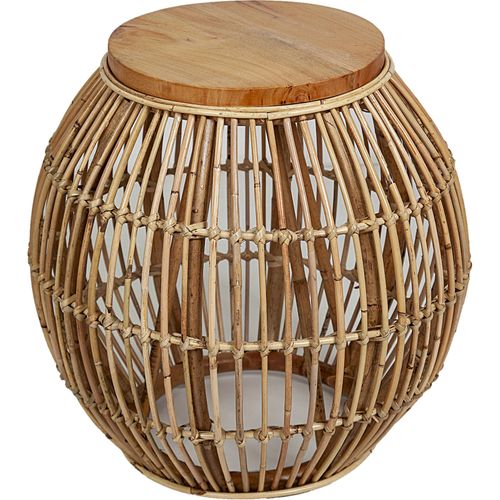 Table Dappoint En Rotin Naturel Avec Plateau Bois Élégant