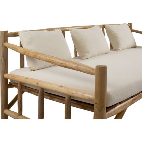 Canapé En Teck Naturel Avec Coussins Confortables