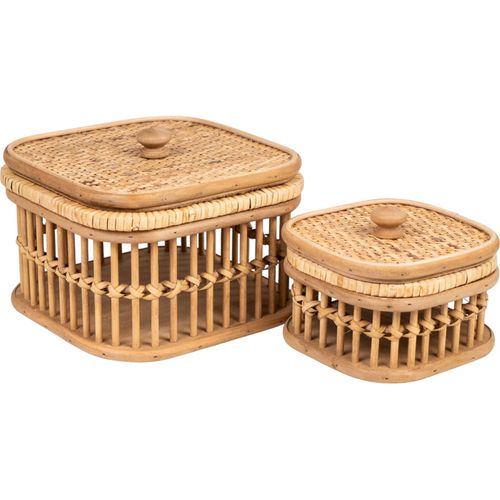 Boîte Déco En Rotin Et Bois Style Naturel Pour Rangement Maison