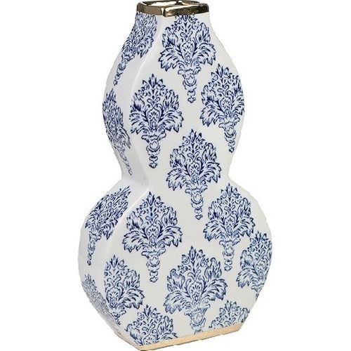 Vase En Porcelaine Blanc Bleu Motif Floral Élégant Décoratif