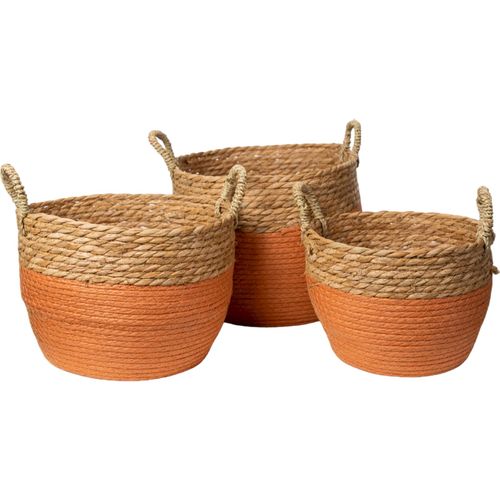 Panier Déco Orange En Fibres Naturelles Pour Rangement Élégant