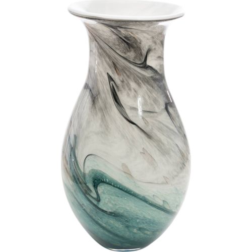 Vase Décoratif En Verre Soufflé Vert Et Blanc Élégant