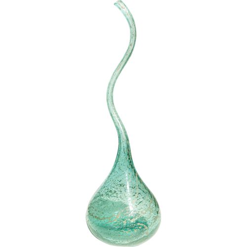 Vase Décoratif En Verre Vert Soufflé Pour Salon Élégant