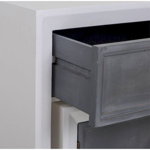 Console En Bois Blanc Et Gris Avec Tabourets Assortis Élégants