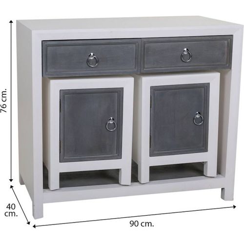 Console En Bois Blanc Et Gris Avec Tabourets Assortis Élégants