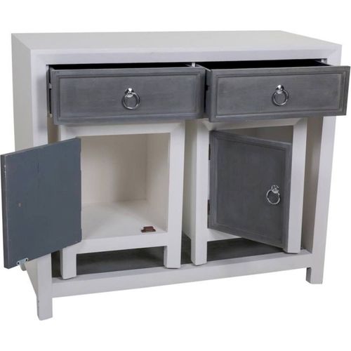 Console En Bois Blanc Et Gris Avec Tabourets Assortis Élégants