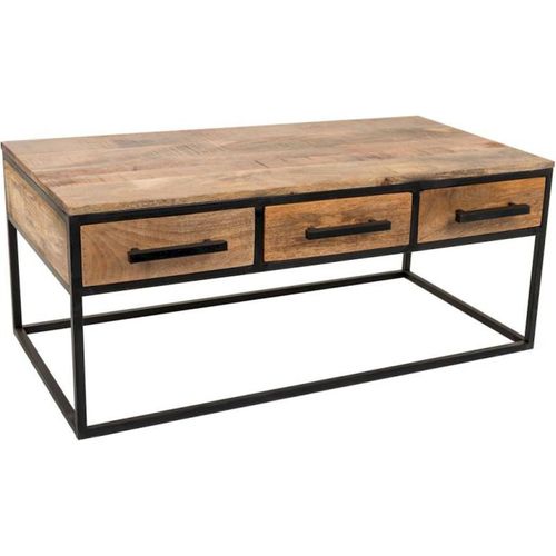 Table Basse Bois Et Métal Avec Tiroirs Style Industriel Chic