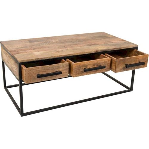 Table Basse Bois Et Métal Avec Tiroirs Style Industriel Chic