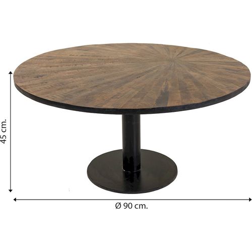 Table Basse Ronde En Bois Et Métal Style Contemporain Marron