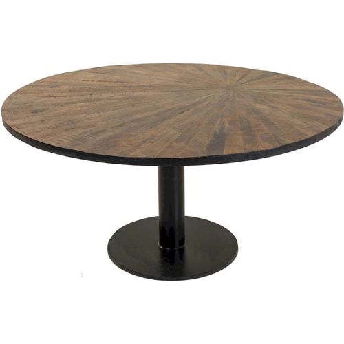 Table Basse Ronde En Bois Et Métal Style Contemporain Marron
