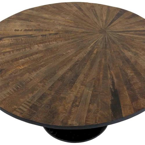 Table Basse Ronde En Bois Et Métal Style Contemporain Marron