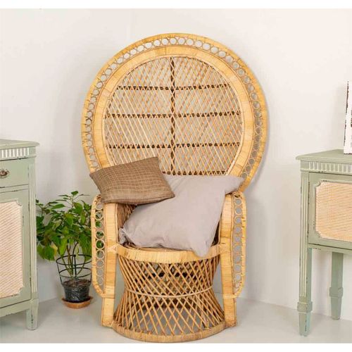 Fauteuil Paon Vintage En Rotin Naturel Style Bohème