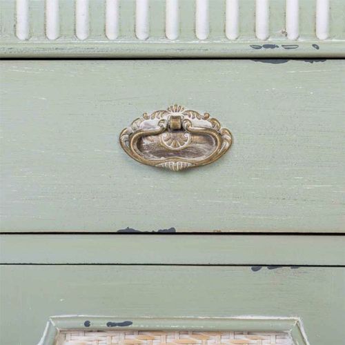 Console En Bois Vert Antique Avec Portes En Cannage Et Tiroirs