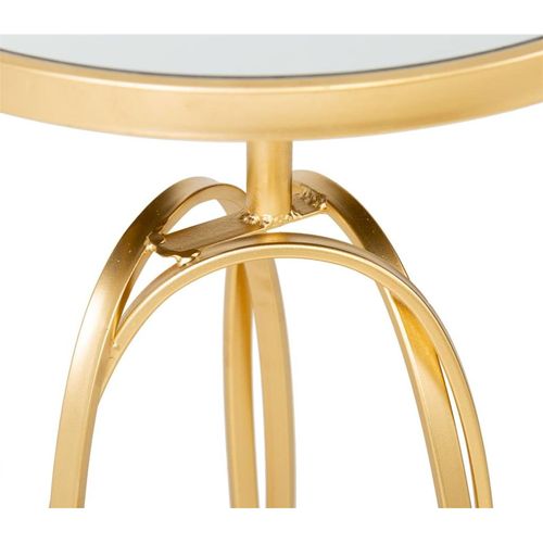 Table Dappoint Dorée En Métal Et Verre Au Design Élégant