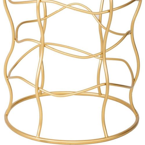 Table Dappoint Dorée En Métal Et Verre Blanc Élégant