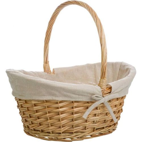 Panier En Osier Naturel Doublé Coton Pour Rangement Élégant