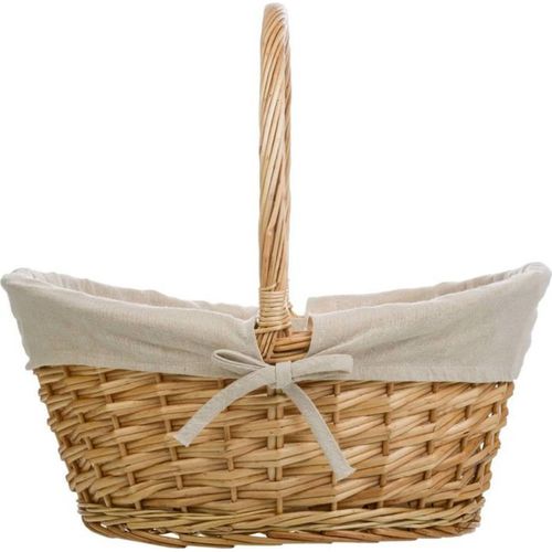 Panier En Osier Naturel Doublé Coton Pour Rangement Élégant