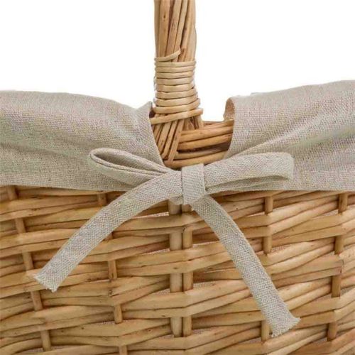 Panier En Osier Naturel Doublé Coton Pour Rangement Élégant
