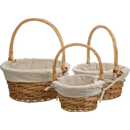 Panier En Osier Naturel Avec Doublure Coton Pour La Maison