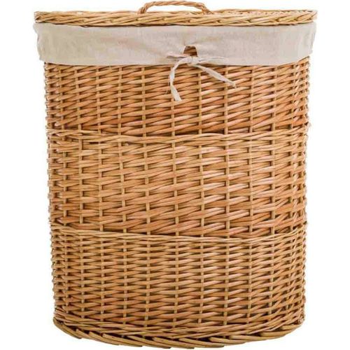 Panier à Linge En Osier Naturel Avec Doublure Coton Polyester