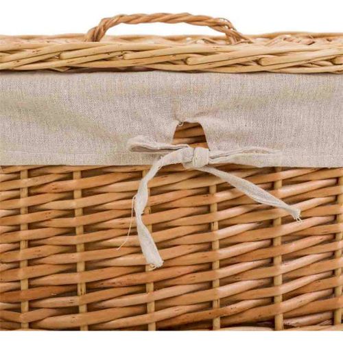 Panier à Linge En Osier Naturel Avec Doublure Coton Polyester