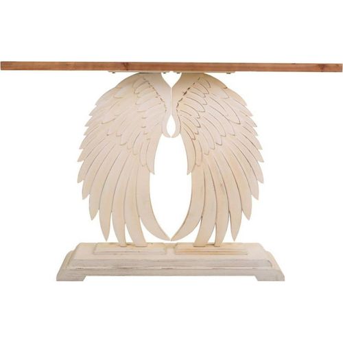 Console Bois Sculpté Esprit Vintage Ailes D'ange Élégante