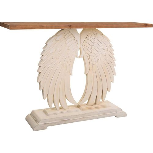 Console Bois Sculpté Esprit Vintage Ailes D'ange Élégante
