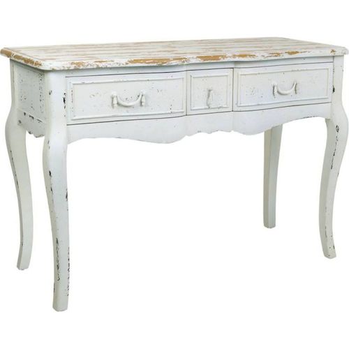 Console Élégante Trois Tiroirs Finition Blanc Antique