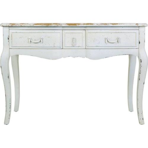 Console Élégante Trois Tiroirs Finition Blanc Antique