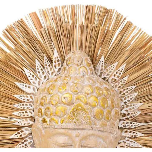 Masque Bouddha En Bois Et Fibres Naturelles Décoration Zen