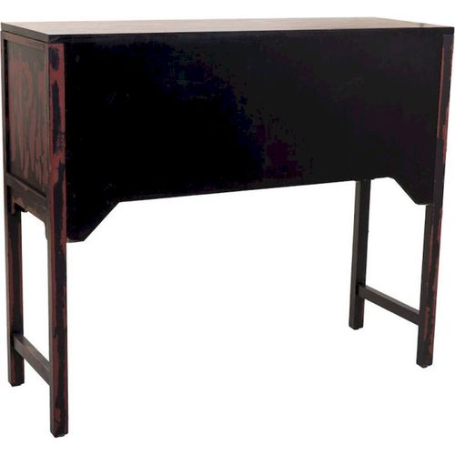 Meuble D Entrée Bois Sculpté Finition Rouge Antique Élégante