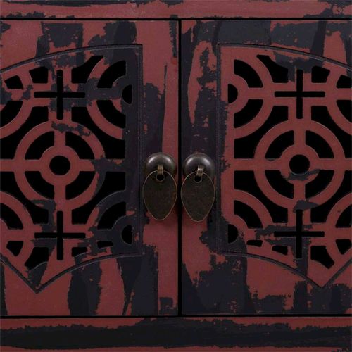 Meuble D Entrée Bois Sculpté Finition Rouge Antique Élégante