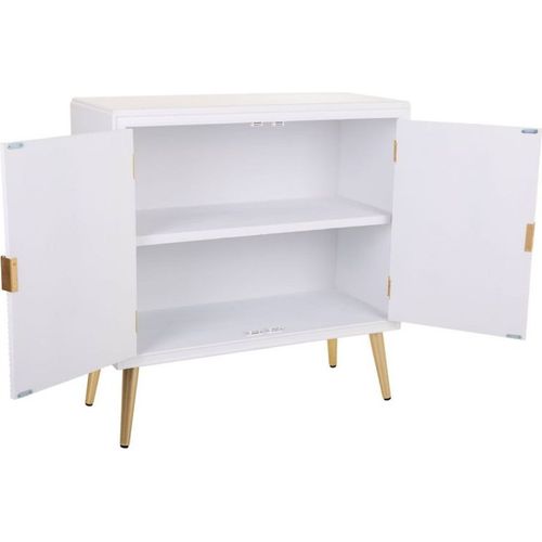 Console Blanche Élégante En Bois Mdf Pieds Dorés Style Moderne